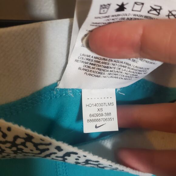 Nike PRO Dri-Fit Mezzo Training Tights Women's XS Turquoise White Logo - Picture 9 of 16